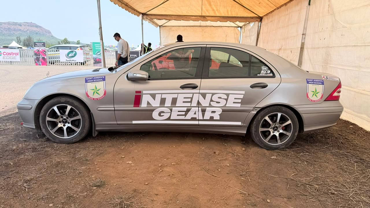 Drift car trailing tyre smoke